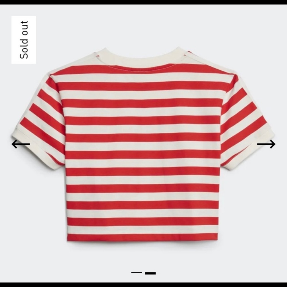 FIORUCCI X ADIDAS red striped crop top tee shirt - Picture 2 of 3